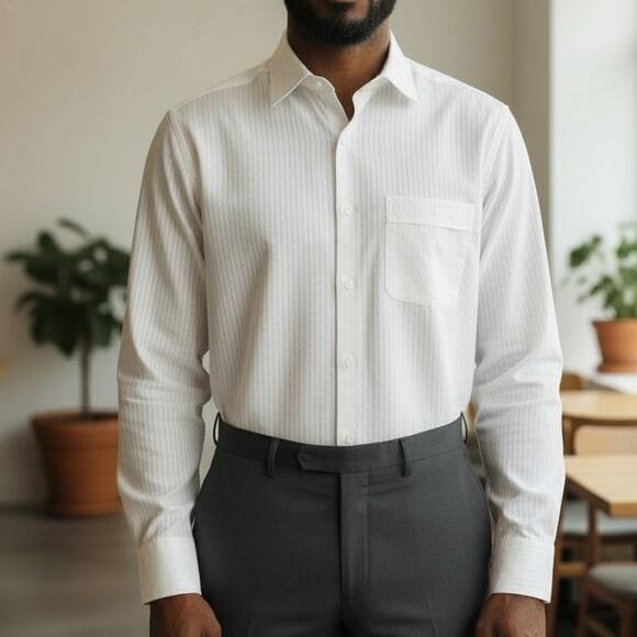 Tommy Bahama Dress Shirt Men 15.5 / 34-35 White Striped Long Sleeve - Picture 2 of 14